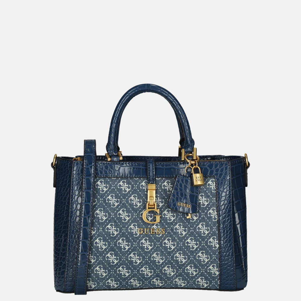 Guess James Girlfriend satchel handtas denim logo bij Duifhuizen